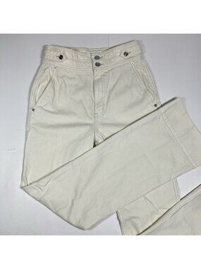 New Current Elliott Women Significant Other Wide Leg Denim Pants Cream Sz 27